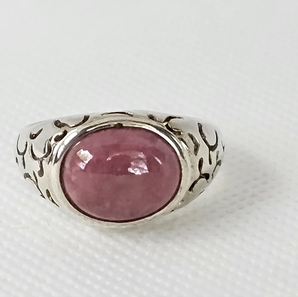 Vintage Natural Rhodochrosite Ring Sterling Silver Size 8! - Picture 3 of 11